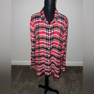 Lucky Brand Back Overlay Flannel Long Sleeve Button Up Shirt XL